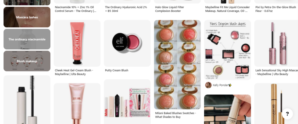 Pinterest makeup board