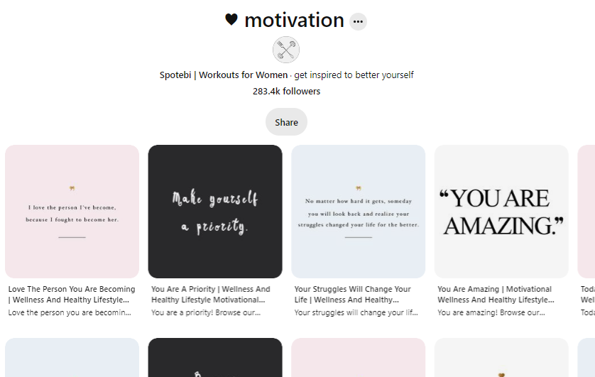 Motivational Pinterest board names