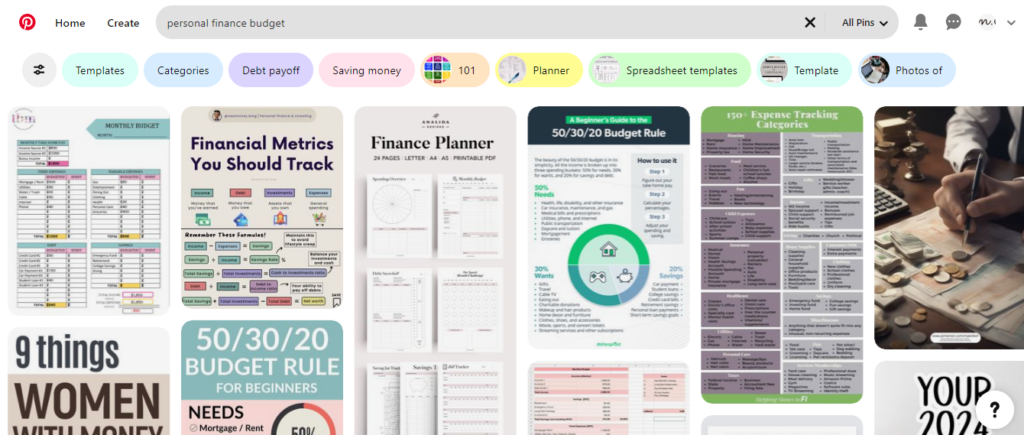 Personal finance pins on Pinterest